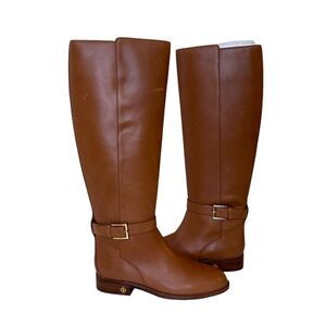 TORY BURCH Brooke Riding Boot Tan Calf Leather NEW
